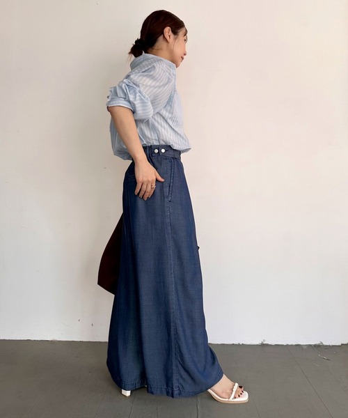BAYFLOW（ベイフロー）の「【低身長caho146cmさんコラボ】ストレートワイドパンツ（その他パンツ・レディース・ライトブルー/ネイビー/グレー・X-SMALL/SMALL）」の12枚目の写真