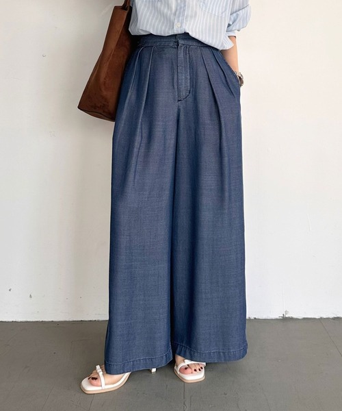 BAYFLOW（ベイフロー）の「【低身長caho146cmさんコラボ】ストレートワイドパンツ（その他パンツ・レディース・ライトブルー/ネイビー/グレー・X-SMALL/SMALL）」の14枚目の写真