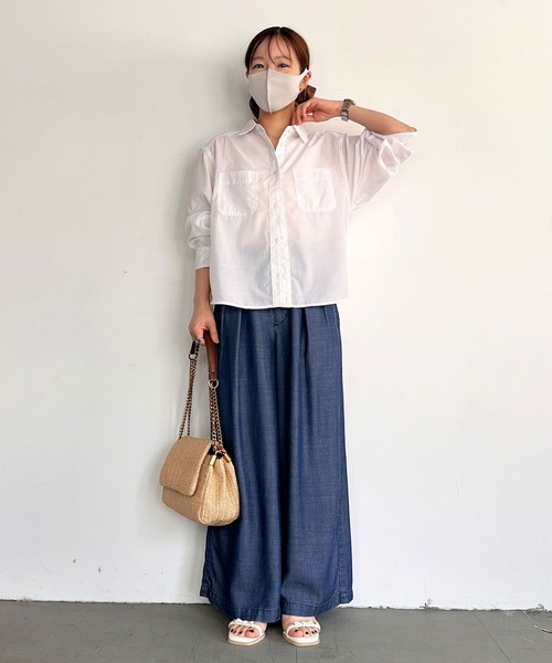 BAYFLOW（ベイフロー）の「【低身長caho146cmさんコラボ】ストレートワイドパンツ（その他パンツ・レディース・ライトブルー/ネイビー/グレー・X-SMALL/SMALL）」の17枚目の写真