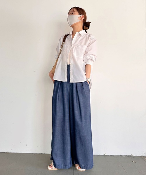 BAYFLOW（ベイフロー）の「【低身長caho146cmさんコラボ】ストレートワイドパンツ（その他パンツ・レディース・ライトブルー/ネイビー/グレー・X-SMALL/SMALL）」の18枚目の写真