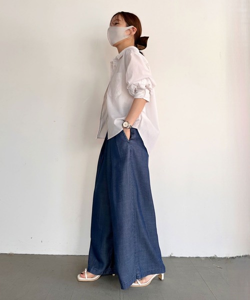 BAYFLOW（ベイフロー）の「【低身長caho146cmさんコラボ】ストレートワイドパンツ（その他パンツ・レディース・ライトブルー/ネイビー/グレー・X-SMALL/SMALL）」の19枚目の写真