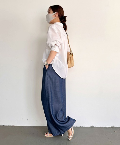 BAYFLOW（ベイフロー）の「【低身長caho146cmさんコラボ】ストレートワイドパンツ（その他パンツ・レディース・ライトブルー/ネイビー/グレー・X-SMALL/SMALL）」の20枚目の写真