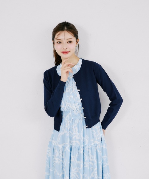 tocco closet(トッコ クローゼット)の「UVカット&接触冷感&ハンドウォッシュ♪ビジュー釦カーディガン(カーディガン/ボレロ・レディース・ネイビー/レッド/オフホワイト・M)」の12枚目の写真