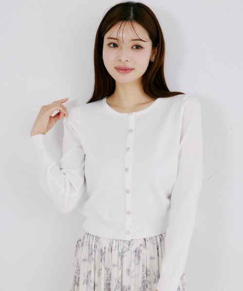 tocco closet(トッコ クローゼット)の「UVカット&接触冷感&ハンドウォッシュ♪ビジュー釦カーディガン(カーディガン/ボレロ・レディース・ネイビー/レッド/オフホワイト・M)」の7枚目の写真