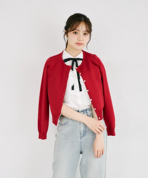 tocco closet(トッコ クローゼット)の「UVカット&接触冷感&ハンドウォッシュ♪ビジュー釦カーディガン(カーディガン/ボレロ・レディース・ネイビー/レッド/オフホワイト・M)」の16枚目の写真