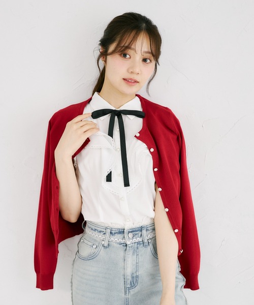 tocco closet(トッコ クローゼット)の「UVカット&接触冷感&ハンドウォッシュ♪ビジュー釦カーディガン(カーディガン/ボレロ・レディース・ネイビー/レッド/オフホワイト・M)」の18枚目の写真