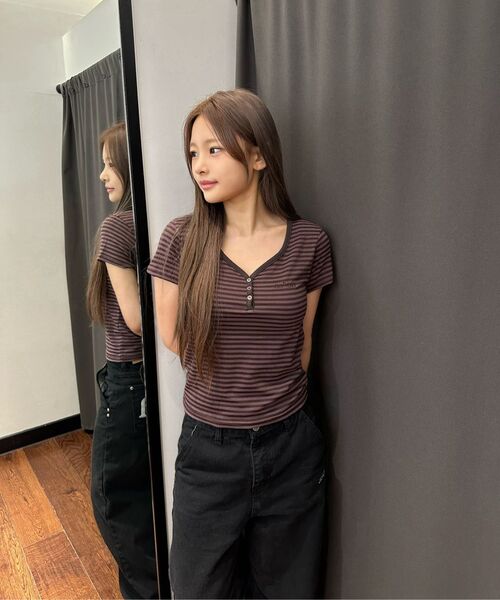ASON(アズオン)の「CANDY STRIPE T / PURPLE(Tシャツ/カットソー・レディース・その他・FREE)」の6枚目の写真