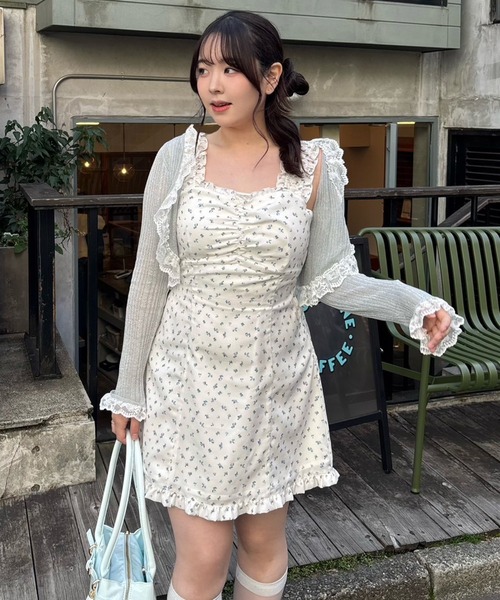 sayu フロントオープンリボンボレロセットアップワンピースドレス M セール】【omiyu企画】ボレロセットバックリボンワンピース