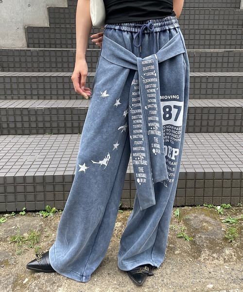 ROGER AND RAW(ロジャーアンドロウ)の「腰巻フェイクレイヤード スウェットパンツ(スウェットパンツ・レディース・ブラック/グレー/ネイビー・FREE)」の3枚目の写真