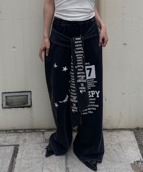 ROGER AND RAW(ロジャーアンドロウ)の「腰巻フェイクレイヤード スウェットパンツ(スウェットパンツ・レディース・ブラック/グレー/ネイビー・FREE)」の19枚目の写真