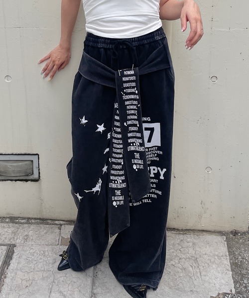 ROGER AND RAW(ロジャーアンドロウ)の「腰巻フェイクレイヤード スウェットパンツ(スウェットパンツ・レディース・ブラック/グレー/ネイビー・FREE)」の18枚目の写真