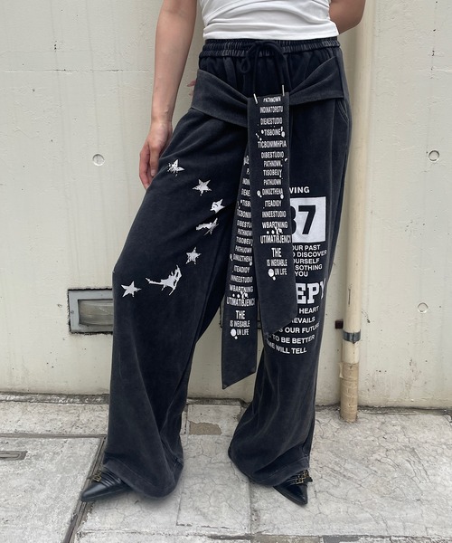 ROGER AND RAW(ロジャーアンドロウ)の「腰巻フェイクレイヤード スウェットパンツ(スウェットパンツ・レディース・ブラック/グレー/ネイビー・FREE)」の13枚目の写真