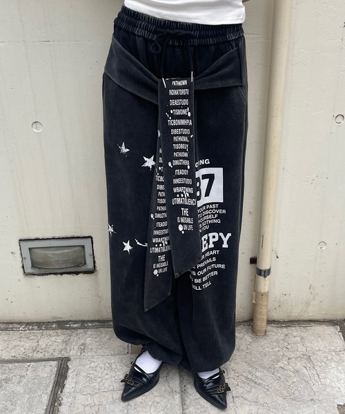 ROGER AND RAW(ロジャーアンドロウ)の「腰巻フェイクレイヤード スウェットパンツ(スウェットパンツ・レディース・ブラック/グレー/ネイビー・FREE)」の11枚目の写真