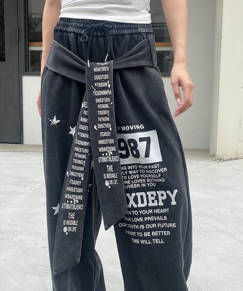 ROGER AND RAW(ロジャーアンドロウ)の「腰巻フェイクレイヤード スウェットパンツ(スウェットパンツ・レディース・ブラック/グレー/ネイビー・FREE)」の5枚目の写真