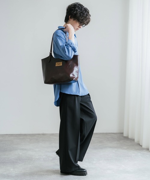 MUCENT(ムセント)の「MUCENT ムセント ARMAND FRONT BUCKLE LEATHER SHOULDER BAG UNISEX PUレザーバッグ(トートバッグ・メンズ・ブラック/ブラウン・FREE)」の13枚目の写真