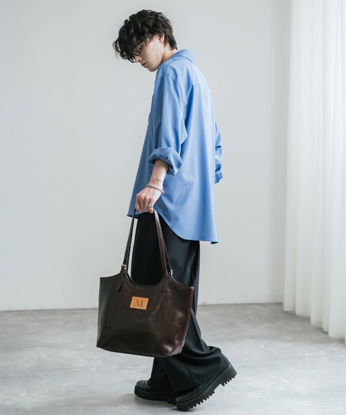 MUCENT(ムセント)の「MUCENT ムセント ARMAND FRONT BUCKLE LEATHER SHOULDER BAG UNISEX PUレザーバッグ(トートバッグ・メンズ・ブラック/ブラウン・FREE)」の14枚目の写真