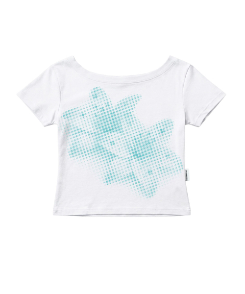 ESCAPEFROM（エスケープフロム）の「[ESCF x ハットゥデイ] ハーフトーンリリーボートネックスリムフィット半袖Tシャツホワイト（Tシャツ/カットソー・レディース・その他・MEDIUM）」の8枚目の写真