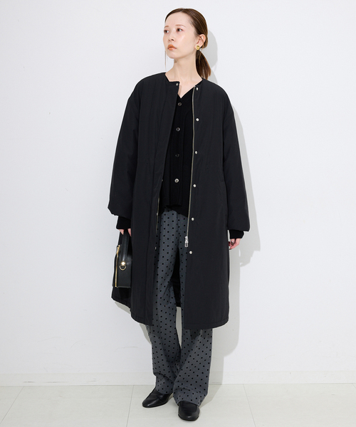SLOBE IENA(スローブイエナ)の「《WEB限定/追加》中綿ストール付きノーカラーコート(その他アウター・レディース・カーキ/ブラック・36/38)」の4枚目の写真