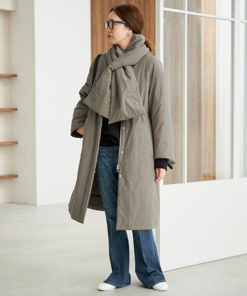 SLOBE IENA(スローブイエナ)の「《WEB限定/追加》中綿ストール付きノーカラーコート(その他アウター・レディース・カーキ/ブラック・36/38)」の7枚目の写真
