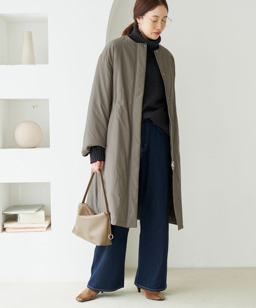 SLOBE IENA(スローブイエナ)の「《WEB限定/追加》中綿ストール付きノーカラーコート(その他アウター・レディース・カーキ/ブラック・36/38)」の20枚目の写真