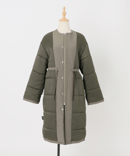 SLOBE IENA（スローブイエナ）の「《WEB限定/追加》中綿ストール付きノーカラーコート（その他アウター・レディース・カーキ/ブラック・36/38）」の11枚目の写真