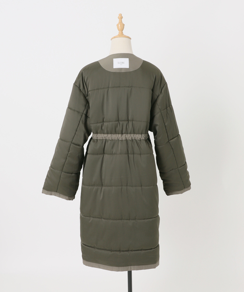 SLOBE IENA（スローブイエナ）の「《WEB限定/追加》中綿ストール付きノーカラーコート（その他アウター・レディース・カーキ/ブラック・36/38）」の10枚目の写真