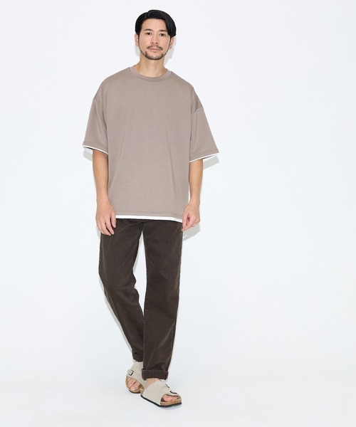 coca(coca)(コカ)の「\速乾・UVカット/ライトソフトジャージーレイヤード風半袖Tシャツ(Tシャツ/カットソー・メンズ・ブラック/ライトグリーン/ライトグレー/グレイッシュベージュ・L/XL/M)」の5枚目の写真