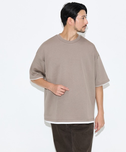coca(coca)(コカ)の「\速乾・UVカット/ライトソフトジャージーレイヤード風半袖Tシャツ(Tシャツ/カットソー・メンズ・ブラック/ライトグリーン/ライトグレー/グレイッシュベージュ・L/XL/M)」の6枚目の写真