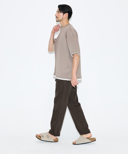 coca(coca)(コカ)の「\速乾・UVカット/ライトソフトジャージーレイヤード風半袖Tシャツ(Tシャツ/カットソー・メンズ・ブラック/ライトグリーン/ライトグレー/グレイッシュベージュ・L/XL/M)」の7枚目の写真