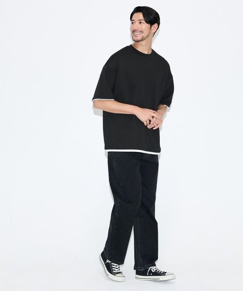 coca(coca)(コカ)の「\速乾・UVカット/ライトソフトジャージーレイヤード風半袖Tシャツ(Tシャツ/カットソー・メンズ・ブラック/ライトグリーン/ライトグレー/グレイッシュベージュ・L/XL/M)」の10枚目の写真