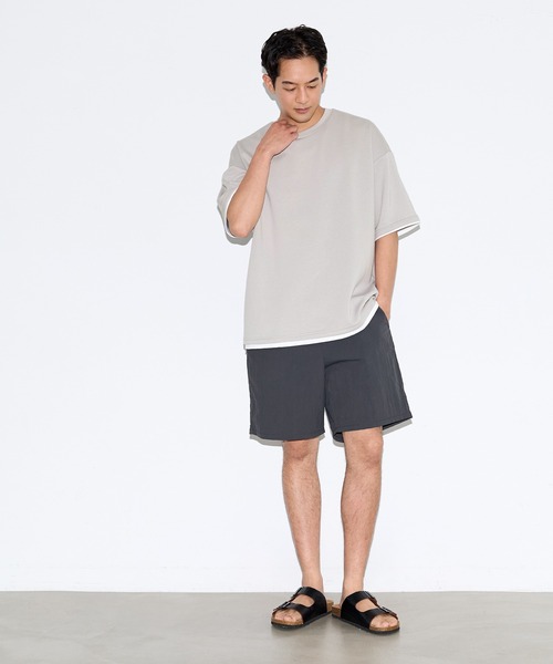 coca(coca)(コカ)の「\速乾・UVカット/ライトソフトジャージーレイヤード風半袖Tシャツ(Tシャツ/カットソー・メンズ・ブラック/ライトグリーン/ライトグレー/グレイッシュベージュ・L/XL/M)」の13枚目の写真