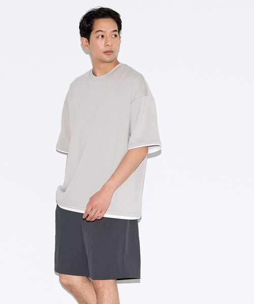 coca(coca)(コカ)の「\速乾・UVカット/ライトソフトジャージーレイヤード風半袖Tシャツ(Tシャツ/カットソー・メンズ・ブラック/ライトグリーン/ライトグレー/グレイッシュベージュ・L/XL/M)」の14枚目の写真