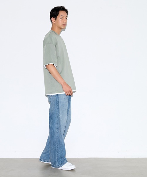 coca(coca)(コカ)の「\速乾・UVカット/ライトソフトジャージーレイヤード風半袖Tシャツ(Tシャツ/カットソー・メンズ・ブラック/ライトグリーン/ライトグレー/グレイッシュベージュ・L/XL/M)」の18枚目の写真