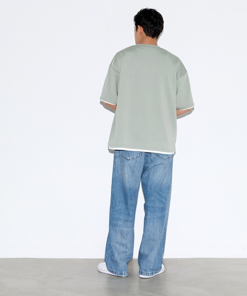 coca(coca)(コカ)の「\速乾・UVカット/ライトソフトジャージーレイヤード風半袖Tシャツ(Tシャツ/カットソー・メンズ・ブラック/ライトグリーン/ライトグレー/グレイッシュベージュ・L/XL/M)」の19枚目の写真