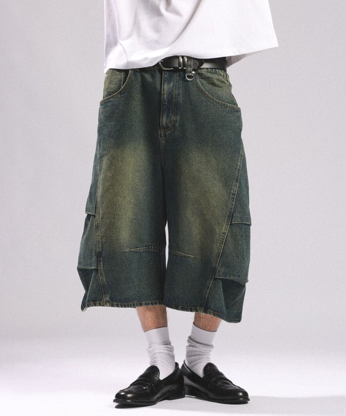 RAGEBLUE(レイジブルー)の「3D CURVE LONG HALF DENIM PANTS/3Dカーブロングハーフデニムパンツ(デニムパンツ・メンズ・ブラック/グレー/ブルー・MEDIUM/LARGE)」の1枚目の写真