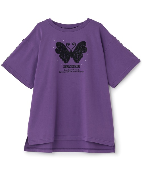ANNA SUI mini(アナスイ・ミニ)の「【親子リンク】LADIES レース蝶ビッグT(Tシャツ/カットソー・レディース・パープル/ライトカーキ・F)」の5枚目の写真