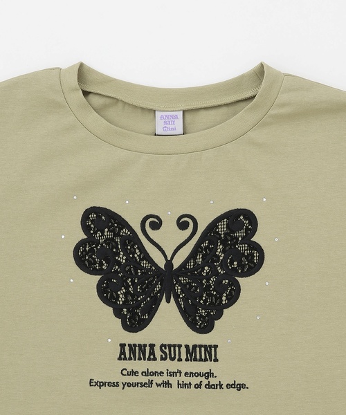 ANNA SUI mini(アナスイ・ミニ)の「【親子リンク】LADIES レース蝶ビッグT(Tシャツ/カットソー・レディース・パープル/ライトカーキ・F)」の7枚目の写真