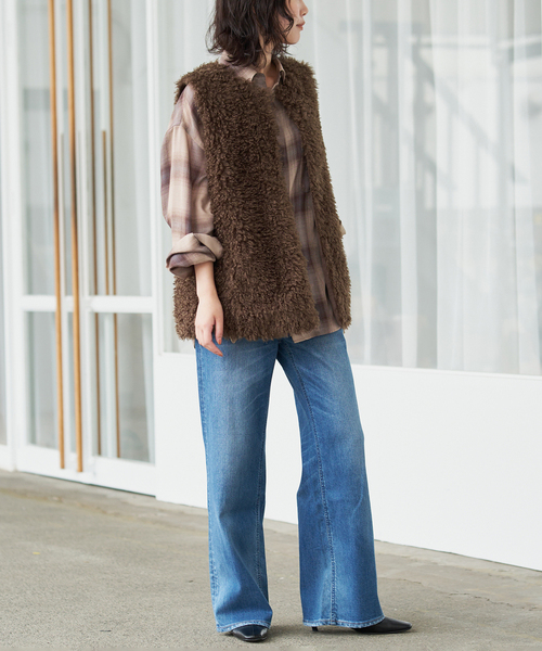 SLOBE IENA(スローブイエナ)の「《WEB限定カラーあり/追加》ビエラチェックルーズシャツ(シャツ/ブラウス・レディース・ブラック/ネイビー/ブラウン・FREE)」の21枚目の写真