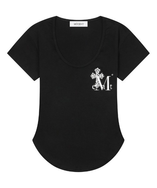 MUCENT（ムセント）の「◇MUCENT◇ブランド直輸入正規品/サハラヒョウクロスバックロゴUネックハーフT SAHARA LEOPARD CROSS BACK LOGO U-NECK HALF T（Tシャツ/カットソー・レディース・ホワイト/ブラック・FREE）」の10枚目の写真