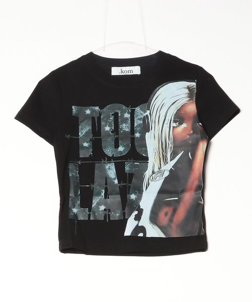.KOM（ドットコム）の「A'GEM/9 × .kom 『.KOM/ドットケーオーエム』グラフィッククロップ半袖Tシャツ（Tシャツ/カットソー・レディース・ホワイト/ブラック・FREE）」の5枚目の写真