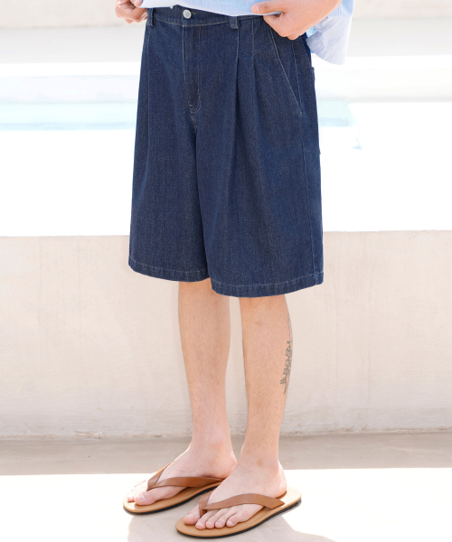 SIGNATURE（シグネチャ）の「サマー ハーフバンディング リネン バミューダ デニム ショーツ[インディゴ]（その他パンツ・レディース・その他・SMALL/MEDIUM/LARGE）」の6枚目の写真