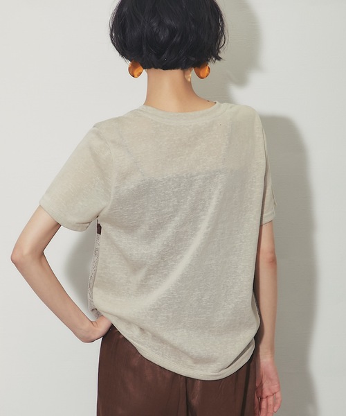 ANOTHER S(アナザーエス)の「レースビスチェレイヤードスラブシアーTシャツ(Tシャツ/カットソー・レディース・グレイッシュベージュ/オフホワイト/カーキ・FREE)」の19枚目の写真