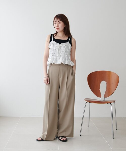 DISCOAT(ディスコート)の「ドット柄シャーリングキャミ(キャミソール・レディース・ミント/オフホワイト/ブラック・FREE)」の18枚目の写真