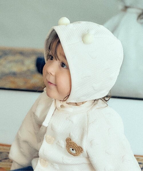 apres les cours(アプレレクール)の「tiny bear Palette ジャガードボンネット(その他ベビー用品・キッズ・レッド/ブラウン/アイボリー/イエロー・48)」の2枚目の写真