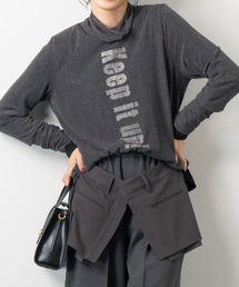 メッシュレイヤードKEEP IT UP!ロゴタートルネックプルオーバー / タートルネック プルオーバー ロゴトップス メッシュ レイヤード 長袖 カットソー きれいめ 大人カジュアル