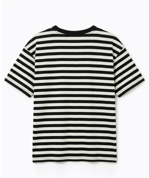 REBRENNER(リブレンナー)の「DTFローカルオーガニックストライプクロップ半袖Tシャツホワイトブラック(Tシャツ/カットソー・レディース・ホワイト系その他2・MEDIUM/LARGE/X-LARGE)」の4枚目の写真