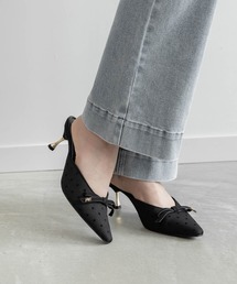 Bicolor frill ribbon mules（パンプス）｜Rose Muse（ロゼミューズ