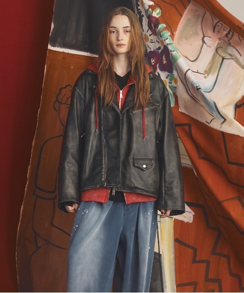 MAISON SPECIAL(メゾンスペシャル)の「《UNISEX》Sheep Leather Prime-Over Double Rider Jacket/シープレザープライムオーバーダブルライダージャケット【MAISON SPECIAL/メゾンスペシャル】(ライダースジャケット・メンズ・ブラウン/ダークブラック/ブラック・0/1/2)」の10枚目の写真