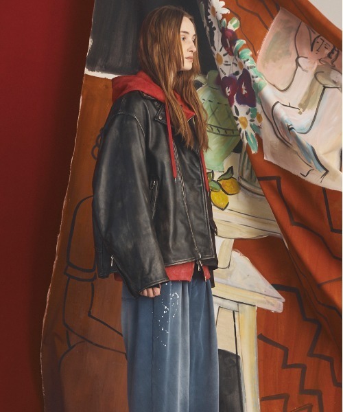 MAISON SPECIAL(メゾンスペシャル)の「《UNISEX》Sheep Leather Prime-Over Double Rider Jacket/シープレザープライムオーバーダブルライダージャケット【MAISON SPECIAL/メゾンスペシャル】(ライダースジャケット・メンズ・ブラウン/ダークブラック/ブラック・0/1/2)」の11枚目の写真