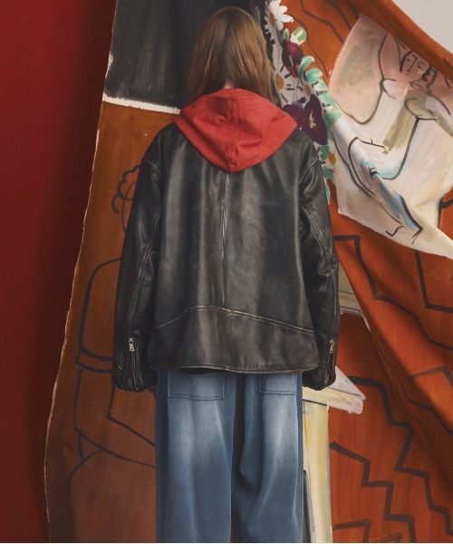 MAISON SPECIAL(メゾンスペシャル)の「《UNISEX》Sheep Leather Prime-Over Double Rider Jacket/シープレザープライムオーバーダブルライダージャケット【MAISON SPECIAL/メゾンスペシャル】(ライダースジャケット・メンズ・ブラウン/ダークブラック/ブラック・0/1/2)」の12枚目の写真